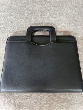FRANKLIN COVEY DAYTIMER Classic Black Leather Like Briefcase with Handles EUC